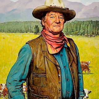 A Monumental Portrait of John Wayne by Norman Rockwell at Jackson Hole Art Auction