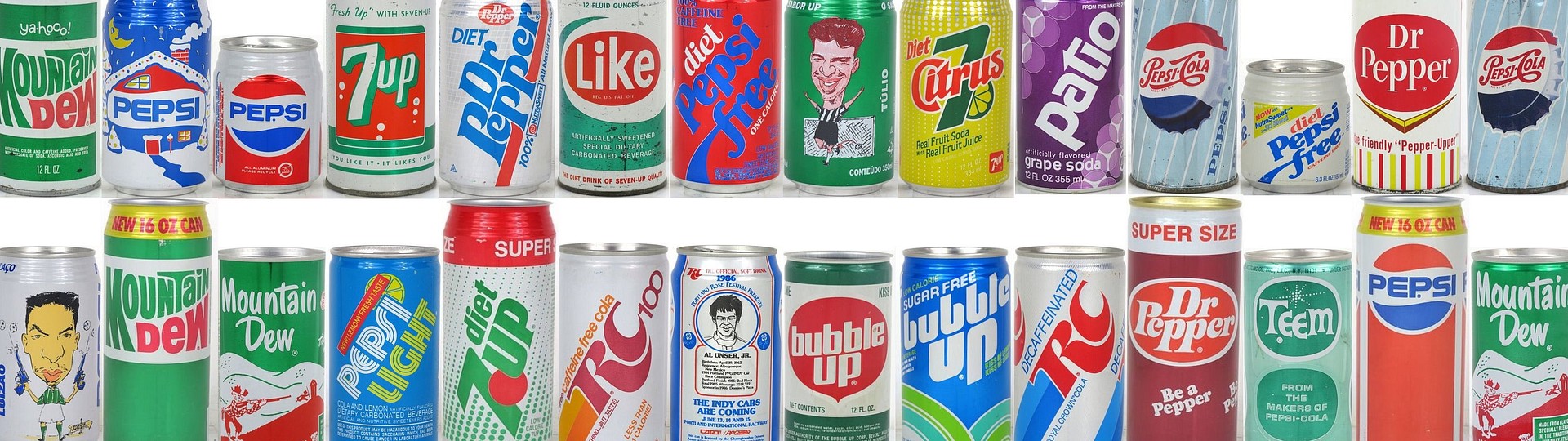 Rare Pepsi Mt. Dew Mello Yello 7up and Dr Pepper Soda Cans by TavernTrove