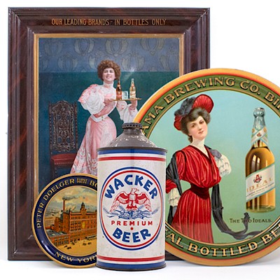 Antique Advertising Trays, Tip Trays, Signs, Cans, Lithographs, Soda, Tobacco & Brewery by Morean Auctions