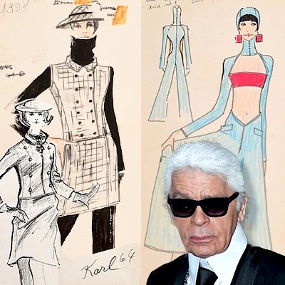 Rare Karl Lagerfeld Fashion Drawings by Palm Beach Modern Auctions