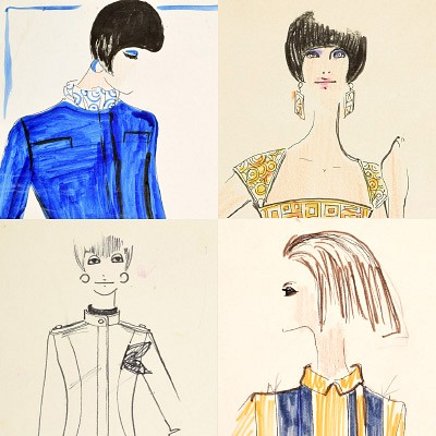 Karl Lagerfeld Tiziani Fashion Drawings by Palm Beach Modern Auctions