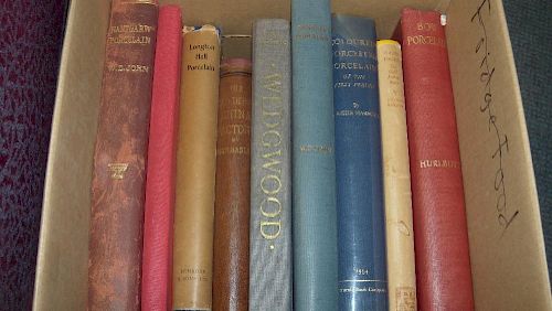 Eleven volumes on British ceramics, WD John, Nantgarw, 1948, Swansea, 1958 and Old English Lustre Po