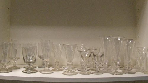A selection of thirty three drinking glasses, largely 19th century, to include: six wrythen ales, se