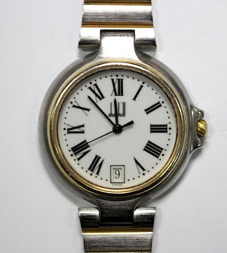 By Dunhill - a unisex steel cased and part gold plated 'Millenium' wristwatch with quartz movement,