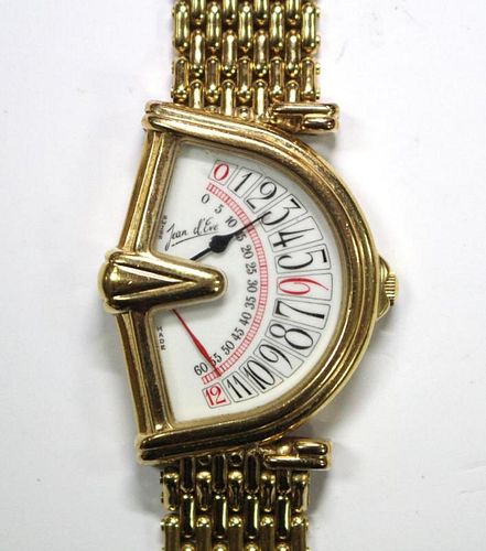 By Jean d'Eve - a gentleman's gold plated 'Sectora' wristwatch, with asymmetric fan shaped dial and