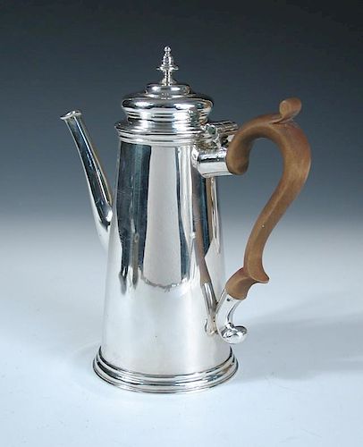 An 18th century style silver coffee pot, by Charles Stuart Harris & Sons, London 1913, of plain coni