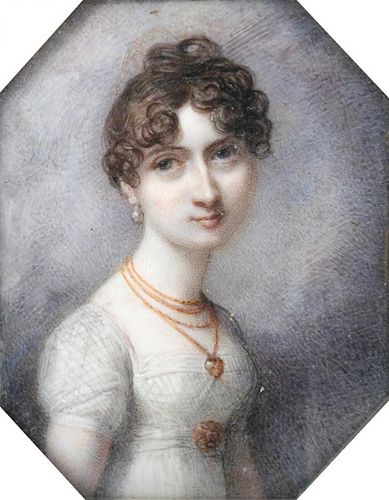 Follower of Richard Cosway (British, 1742-1821) Portrait miniature of Frances Ann Biddulph, Lady Par