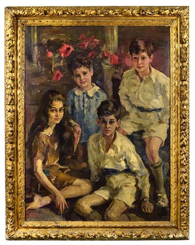 § Joseph Oppenheimer (German, 1876-1966) Portrait of the Orbach and des Salles children - Gaston and