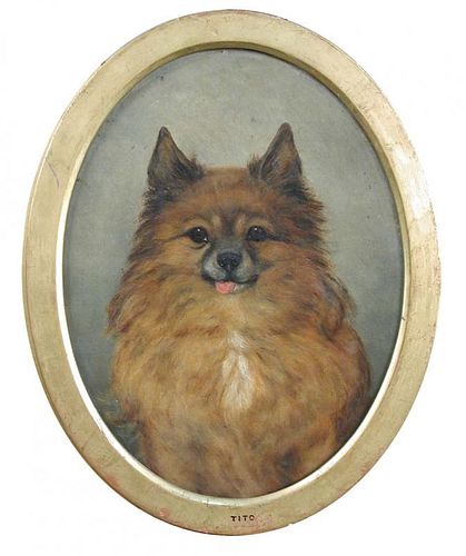 G A Stirling Brown (British, 19th Century) Tito, a Pomeranian, belonging to Adeline, Duchess of Bedf