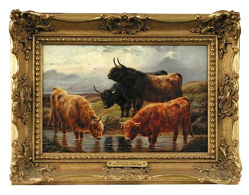 Robert Watson (British, 1865-1916) Highland Cattle signed and dated lower right "R Watson 1887" with