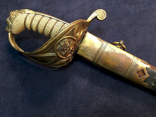 A 19th century German made naval officer's sword, marked for Weyersberg, Solingen, some etched decor