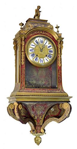 A French 18th century Boullework bracket clock with wall bracket, the movement signed 'Jacques Morna