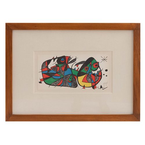 JOAN MIRÓ. Italia, de la carpeta Miró Escultor, 1974 Firmada en plancha Litografía sin número de tiraje Enmarcada. 20 x 40 cm