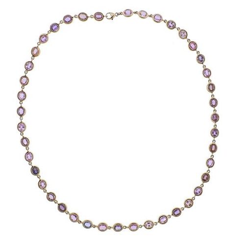 18k Gold 23ctw Multi Color Sapphire Necklace