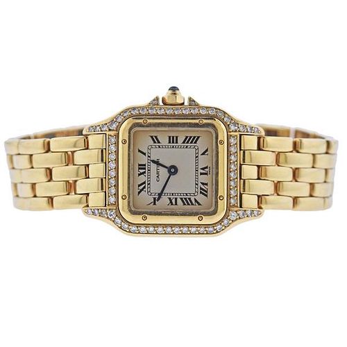 Cartier Panthere 18k Gold Diamond Lady&#39;s Watch 107000M