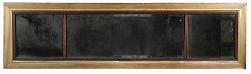 An early 19th century gilt framed triple plate overmantle mirror, with ebonised reeded borders and b
