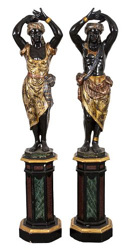 Venetian Carved & Painted Blackamoor Sculptures