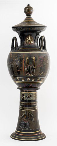 Greek Grand Tour Manner Tall Painted Amphora