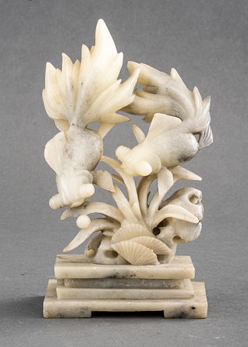 Chinese Carved Soapstone Sculpture of Koi Fish