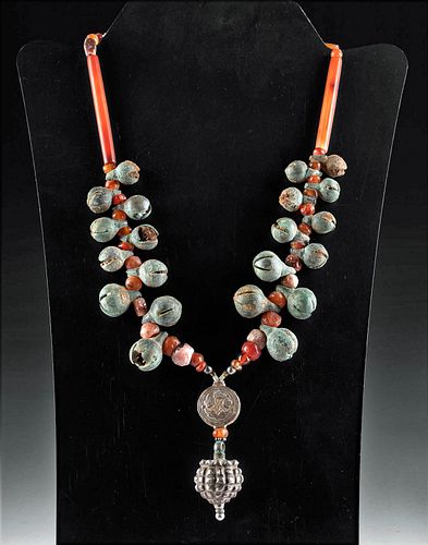 Bactrian Necklace w/ Carnelian, Silver, Bronze Beads