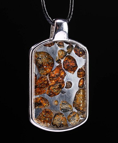 Russian Seymchan Pallasite Meteorite & Silver Pendant