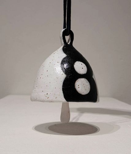 Jenifer Kobylarz, Ceramic Bell, 2021, hand built speckled clay with glaze, 4  x 4 x 5 inches