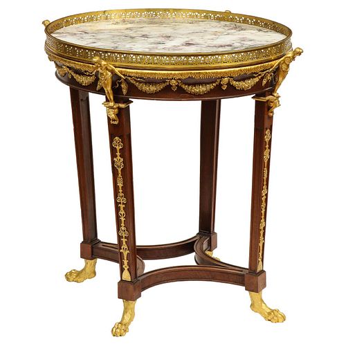 Extremely Fine Russian Empire Ormolu Mounted Mahogany Center Table