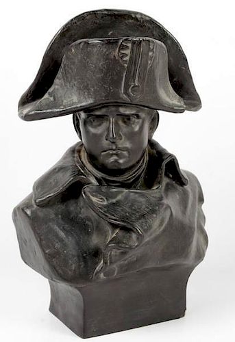 Black Glazed Terracotta Bust of Napoleon 