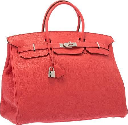 Hermes 40cm Rose Jaipur Clemence Leather Birkin Bag with Palladium Hardware Excellent to Pristine Condition 15.5" Width x 11" Height x 8" Depth