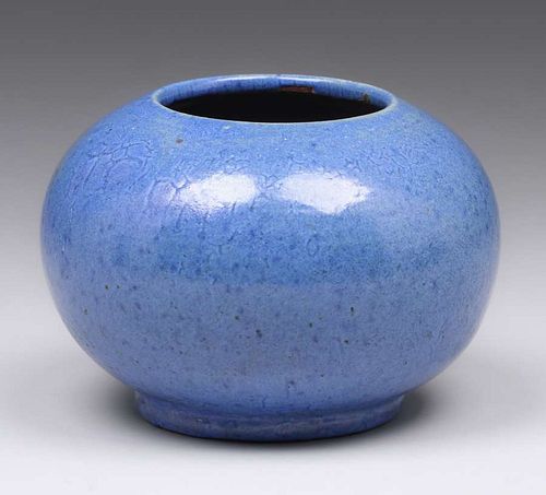 W.J. Walley Pottery Semi-Matte Blue Vase c1910