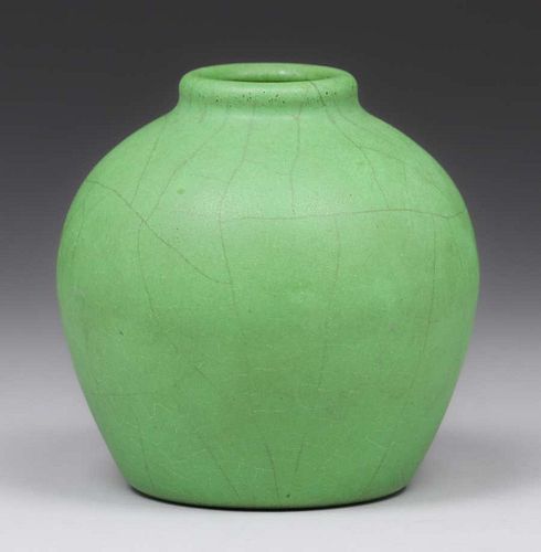 Early Van Briggle #101 Matte Green Cabinet Vase 1902