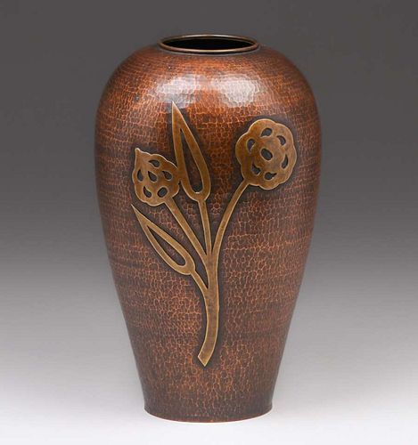 Arts & Crafts Hammered Copper Vase c1920s