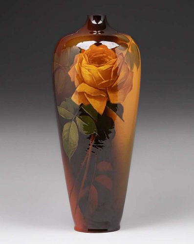 Louwelsa Weller Lily Mitchell Single Rose Vase c1890s