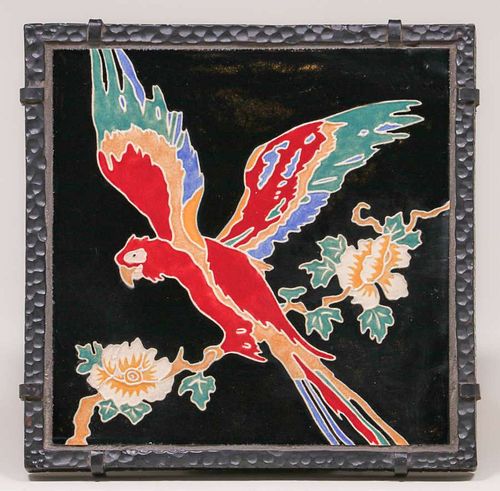 Claycraft Iron Framed Parrot Tile c1920s