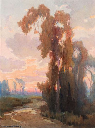 Marion Wachtel Eucalyptus Sunset California Watercolor c1910s