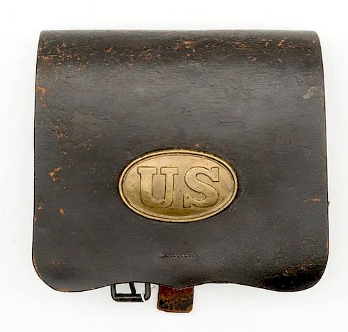 Civil War M1857 .69 Cal. Cartridge Box with Brass US Plate 