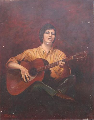 OIL PAINTING OF A MAN PLAYING THE GUITAR