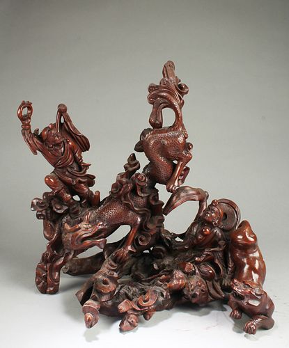 Antique Chinese HuangYangMu Carved Statue