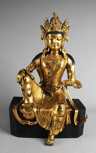 18th Century Gilt Bronze Bodhisattva Statue