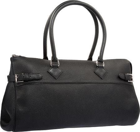 Hermes 42cm Black Togo Leather Shoulder Atlas Bag with Palladium Hardware Excellent Condition 16.5" Width x 9" Height x 6" Depth