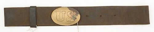 1850s Enlisted Leather Belt and Oval US Plate 