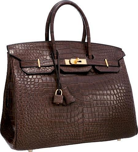 Hermes 35cm Matte Havane Porosus Crocodile Birkin Bag with Gold Hardware Excellent Condition 14" Width x 10" Height x 7" Depth