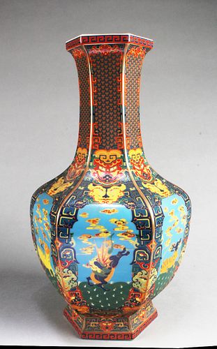 Chinese Hexagonal Shaped Porcelain Vase