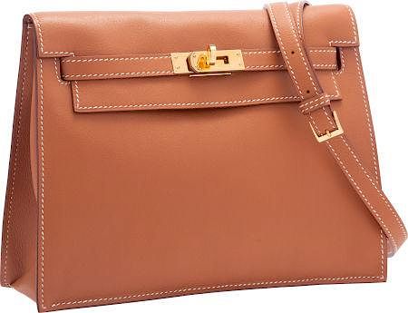 Hermes Gold Swift Leather Kelly Danse Bag with Gold Hardware Excellent Condition 8.5" Width x 6.5" Height x 2.5" Depth