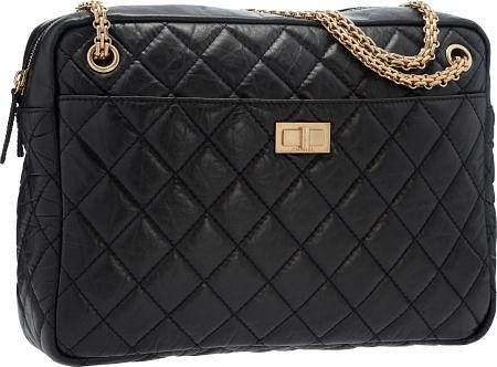 Chanel Black Quilted Distressed Leather Reissue Camera Bag with Gold Hardware Very Good Condition 11" Width x 9" Height x 3" Depth