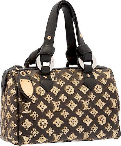 Louis Vuitton Limited Edition Sequin & Classic Monogram Canvas Eclipse  Speedy 30 Bag Excellent to Pristine Condition 10.5 Width x 7.5 Height x  5 De sold at auction on 8th December