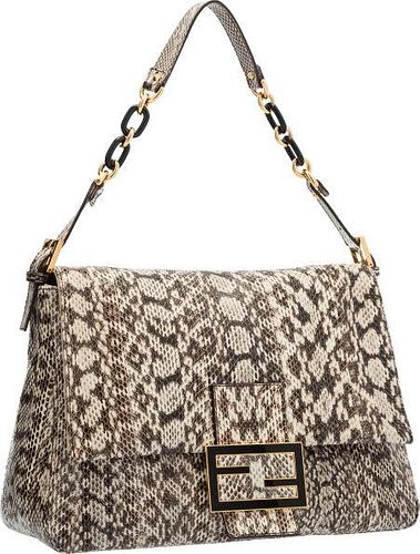 Fendi Natural Snakeskin Mama Baguette Bag  Excellent Condition 14" Width x 9" Height x 5" Depth