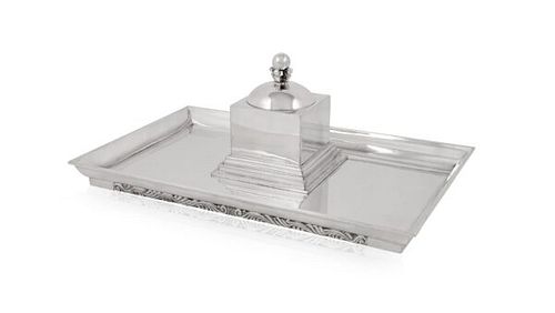 Extra Large Georg Jensen Sterling Silver Inkstand By Johan Rohde