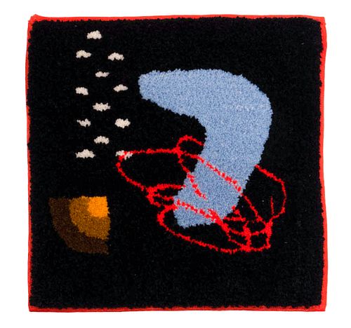 Jackie Riccio, The Red Thread, 2021, wool, tuft, 16 x 16 inches