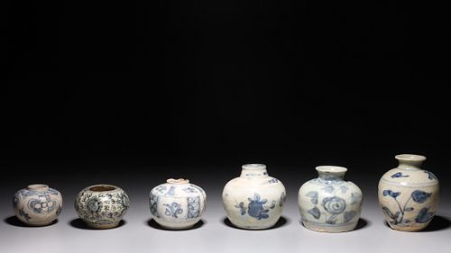 Lot of Six Antique Chinese Ceramic Vases